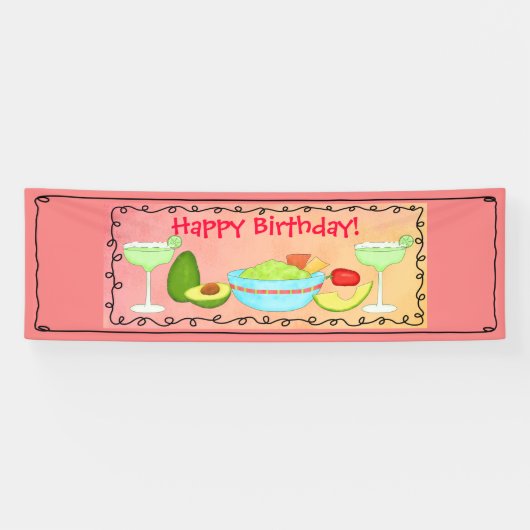 Happy Birthday Guacamole Margarita Custom Spandoek (Horizontaal)