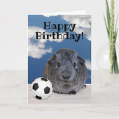 Happy Birthday Guinea Pig Black White Voetbal Kaart (Voorkant)