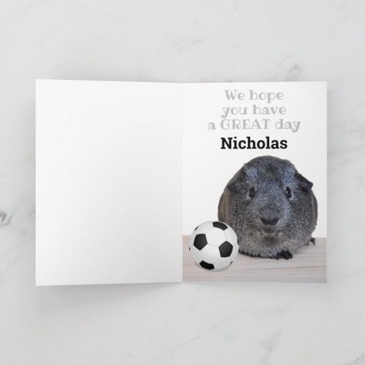 Happy Birthday Guinea Pig Black White Voetbal Kaart (Binnen)
