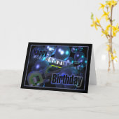 Happy Birthday Guitar Keyboard Kaart (Gele Bloem)