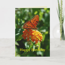 Happy Birthday Gulf Fritillary Butterfly, Lantana Kaart