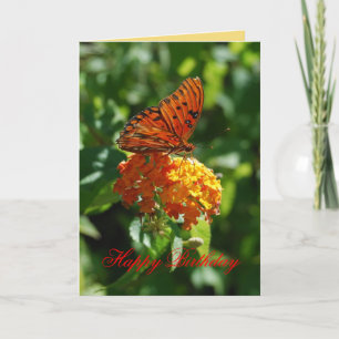 Happy Birthday Gulf Fritillary Butterfly, Lantana Kaart