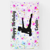 Happy Birthday Gymnastics Custom Floral Banner (Verticaal)