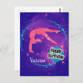 Happy Birthday Gymnastics Galaxy Tumbling Briefkaart (Voorkant / Achterkant)