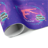 Happy Birthday Gymnastics Galaxy Tumbling Cadeaupapier (Rol Hoek)