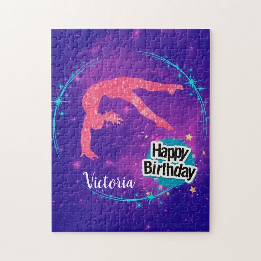 Happy Birthday Gymnastics Galaxy Tumbling Legpuzzel (Verticaal)