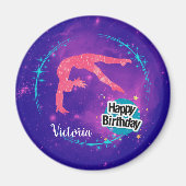 Happy Birthday Gymnastics Galaxy Tumbling Magneet (Voorkant)