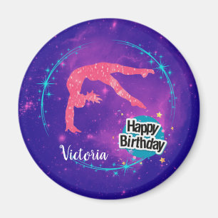 Happy Birthday Gymnastics Galaxy Tumbling Magneet