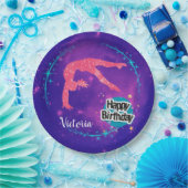 Happy Birthday Gymnastics Galaxy Tumbling Papieren Bordje (Feest)