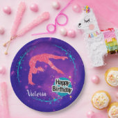Happy Birthday Gymnastics Galaxy Tumbling Papieren Bordje (Feest)