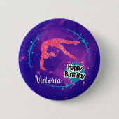 Happy Birthday Gymnastics Galaxy Tumbling Ronde Button 5,7 Cm (Voorkant)