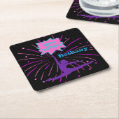 Happy Birthday Gymnastics Personalized Kartonnen Onderzetters (Schuin)