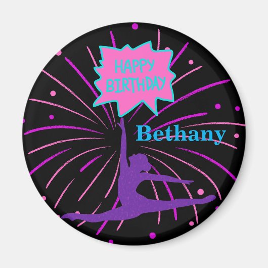 Happy Birthday Gymnastics Personalized Magneet (Voorkant)