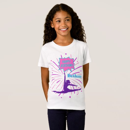 Happy Birthday Gymnastics Personalized T-shirt (Voorkant volledig)