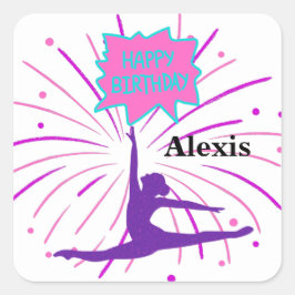 Happy Birthday Gymnastics Personalized Vierkante Sticker