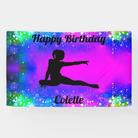 Happy Birthday Gymnastiek gepersonaliseerde banner (Horizontaal)
