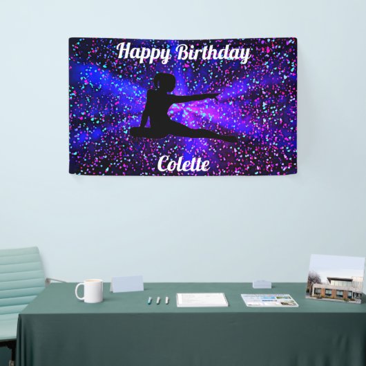 Happy Birthday Gymnastiek gepersonaliseerde banner (Beurs)