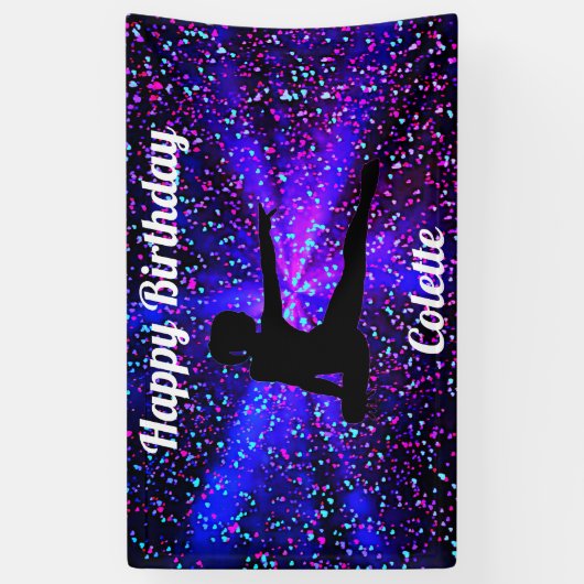 Happy Birthday Gymnastiek gepersonaliseerde banner (Verticaal)