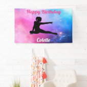 Happy Birthday Gymnastiek Roze & Blauw Banner (Insitu)