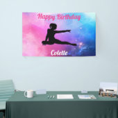 Happy Birthday Gymnastiek Roze & Blauw Banner (Beurs)