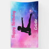 Happy Birthday Gymnastiek Roze & Blauw Banner (Verticaal)