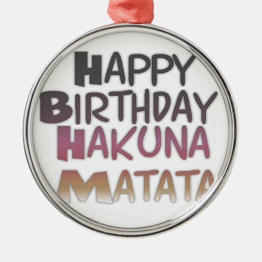  Happy Birthday Hakuna Matata Paars Inspir Metalen Ornament (Voorkant)