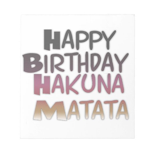  Happy Birthday Hakuna Matata Paars Inspir Notitieblok (Voorkant)