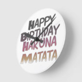 Happy Birthday Hakuna Matata Paars Inspir Ronde Klok (Hoek)