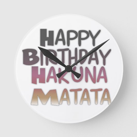 Happy Birthday Hakuna Matata Paars Inspir Ronde Klok (Voorkant)