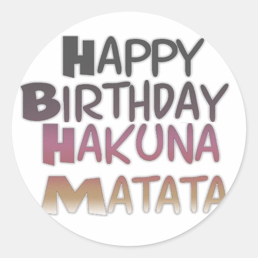  Happy Birthday Hakuna Matata Paars Inspir Ronde Sticker (Voorkant)