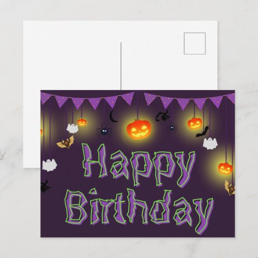 Happy Birthday Halloween Briefkaart (Voorkant / Achterkant)
