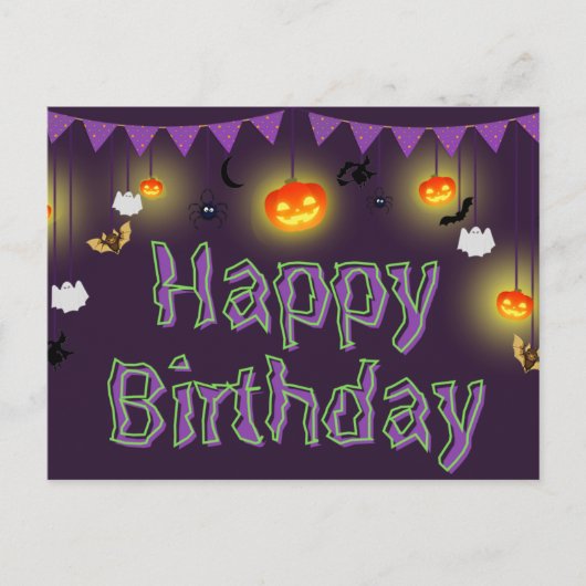 Happy Birthday Halloween Briefkaart (Voorkant)