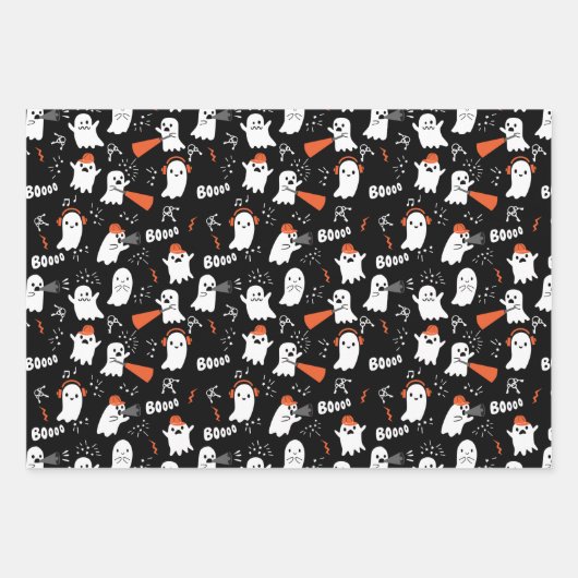Happy Birthday Halloween Cute Ghost Pattern Inpakpapier Vel (Voorkant 3)