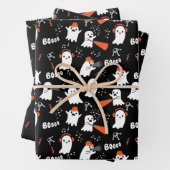 Happy Birthday Halloween Cute Ghost Pattern Inpakpapier Vel (In situ)