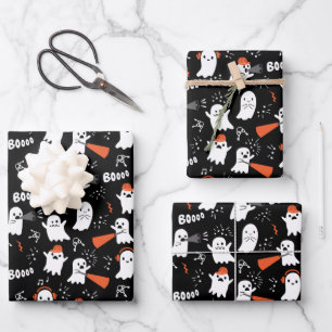 Happy Birthday Halloween Cute Ghost Pattern Inpakpapier Vel