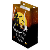 Happy Birthday Halloween Ghost Sinaasappel Klein Cadeauzakje (Achterkant Gekanteld)