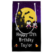 Happy Birthday Halloween Vampires Paars Klein Cadeauzakje (Voorkant)