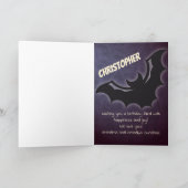 Happy Birthday Halloween vleermuis viering Kaart (Binnen)