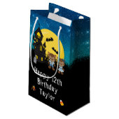 Happy Birthday Halloween Weerwolf Blauw Klein Cadeauzakje (Achterkant Gekanteld)
