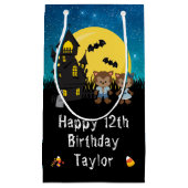 Happy Birthday Halloween Weerwolf Blauw Klein Cadeauzakje (Voorkant)