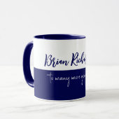 Happy Birthday halve marine halve witte mok (Voorkant links)