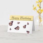 Happy Birthday Hand-Drawn Monarch Butterfly Kaart (Gele Bloem)