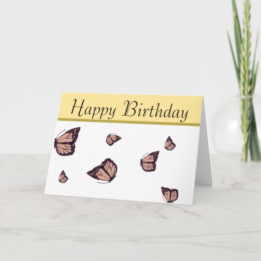 Happy Birthday Hand-Drawn Monarch Butterfly Kaart (Voorkant)