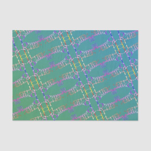 "Happy Birthday" Hand geschreven Tissuepapier (Voorkant)