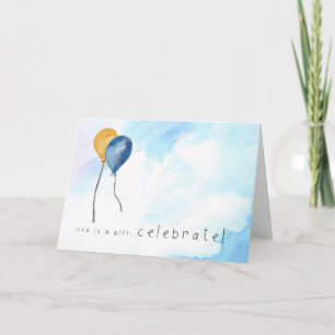 Happy Birthday Hand painted watercolor balloons Kaart