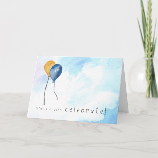 Happy Birthday Hand painted watercolor balloons Kaart (Voorkant)