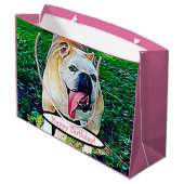 Happy Birthday handbeige bulldog roze tong Groot Cadeauzakje (Achterkant Gekanteld)