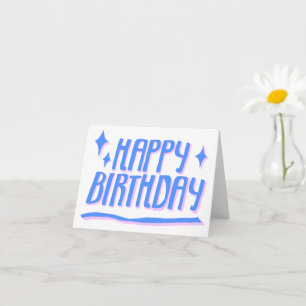 HAPPY BIRTHDAY Handbriefed Blue Gepersonaliseerd Kaart