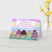 Happy Birthday |  handgemaakte cupcakes Kaart (Gele Bloem)