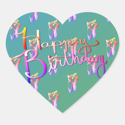 "Happy Birthday!" Handgeschreven met Ballet Toe Sh Hart Sticker (Voorkant)